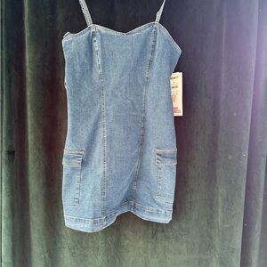 Denim Mini Dress with Pockets